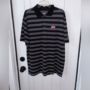 Nike Golf Polo Shirt Ohio State Buckeyes Black Striped Size XL Mens